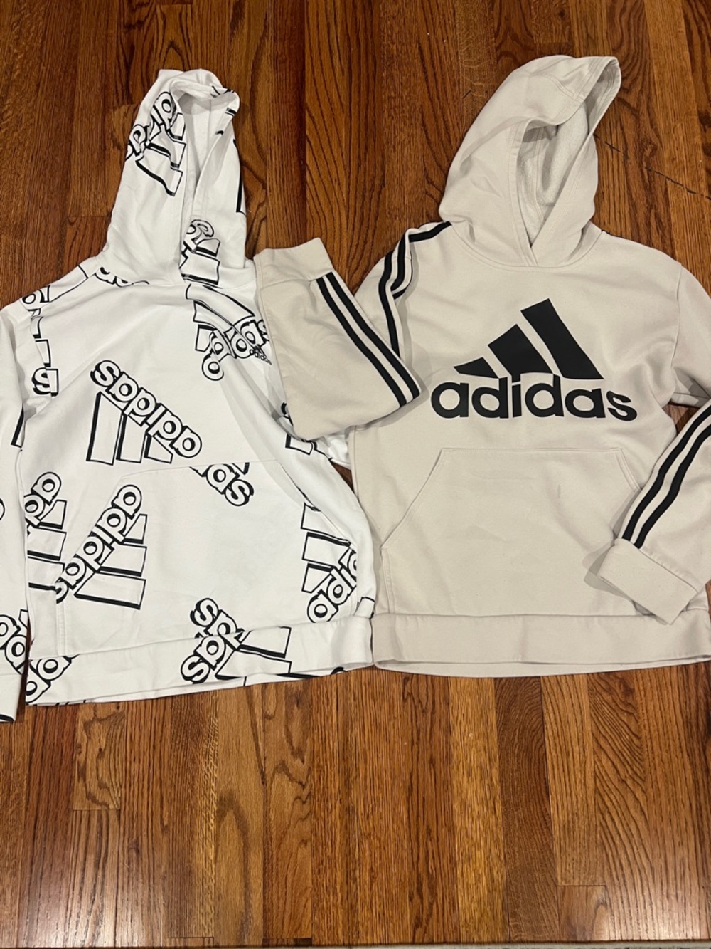adidas Kids White and Black Logo Hoodies - Twin Pack
